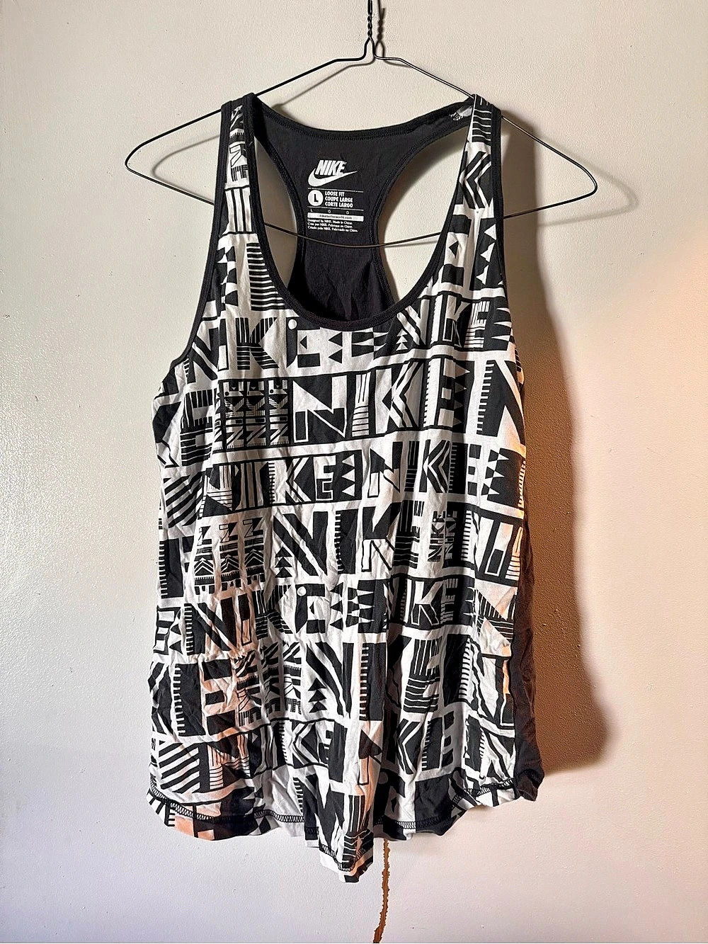Nike Geometric Tank Top Black & White Size Large